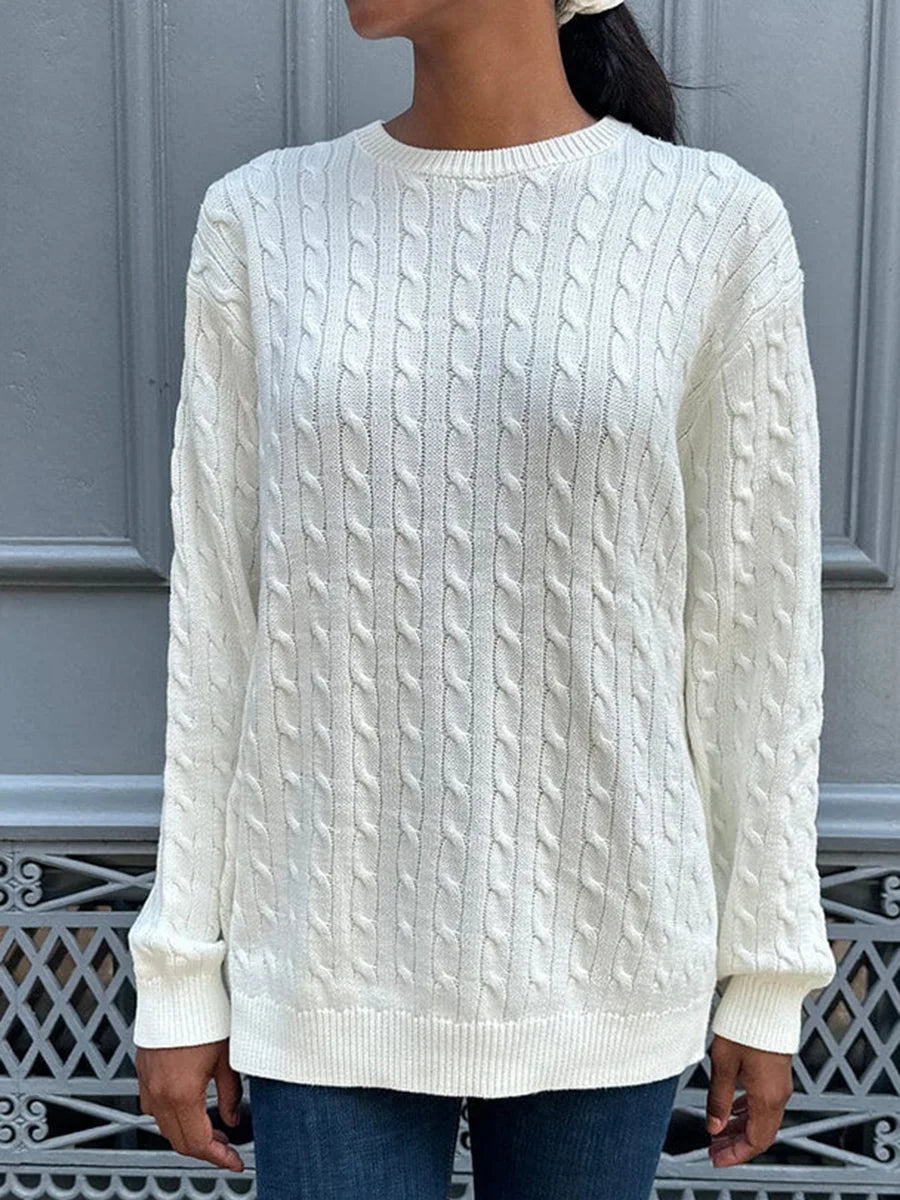 Twisted Flower Vintage Sweater Woman Autumn O-Neck Long Sleeve Pullover Preppy Style Casual Streetwear Jumper Sweaters Top Chic