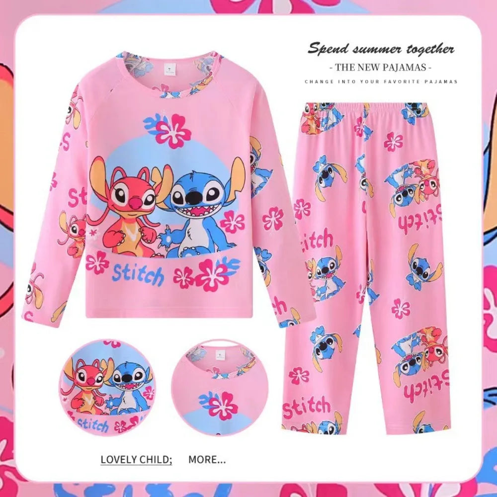 Disney Stitch Children Pajama Sets Suitable Comfortable Soft Print Kids Night Clothe Set Colorful Causal Homewear Autumn Winter