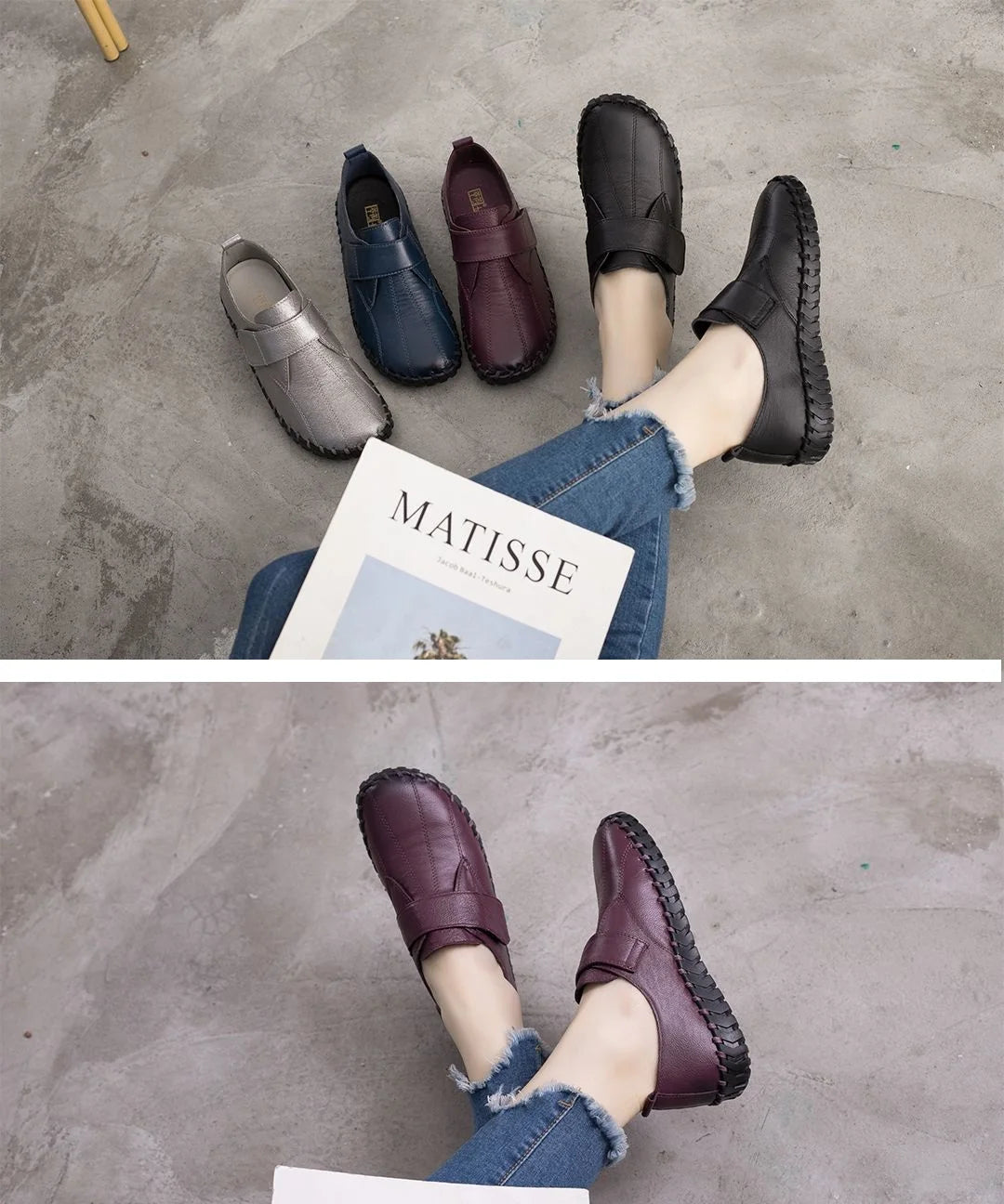 Ballet Flats Women Shoes Loafers Genuine Leather Woman Flats Slip On Women's Loafer Female Moccasins  Mom Work Shoes 35-42