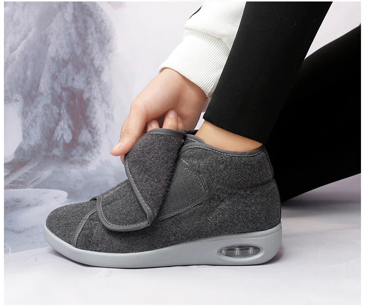 Women Warm Boots Winter Velvet Orthopedics Wide Feet Swollen Shoes Women Eversion Adjusting Soft Comfortable Diabetic Shoes
