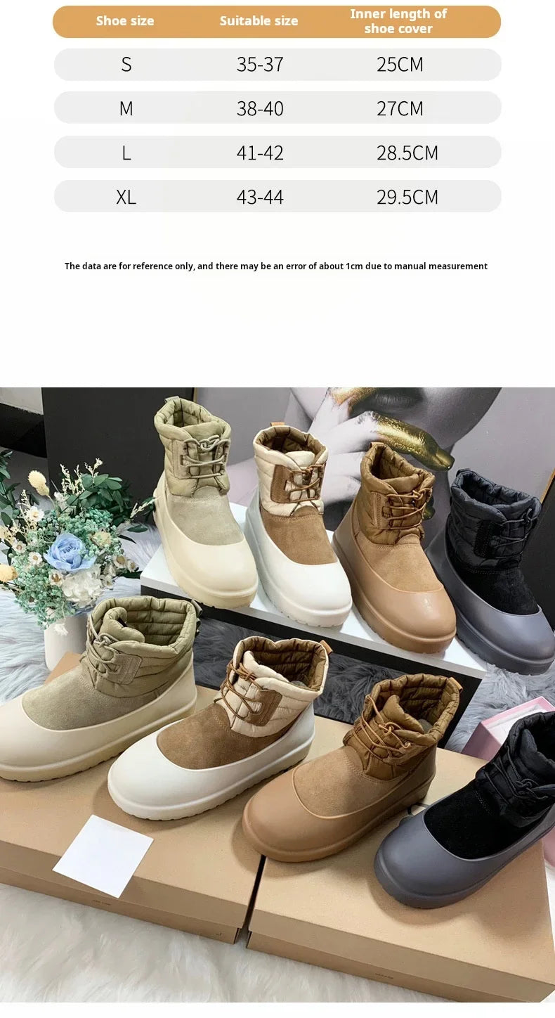 Snow boots shoes cover rain boots men's waterproof non-slip thickening wear-resistant outer wear rain woman shoes cover 35-44