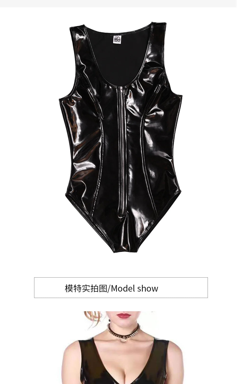 Sleeveless Wet Look PVC Catsuit Shiny PU Leather High Cut Vest Bodysuit Tights Sexy Cosplay Sukumizu Body Tops Clubwear Leotard