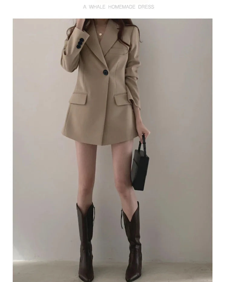 Autumn Winter Slim Women's Blazers Chic Casual Office Lady Suit Solid Fashion Coat Luxury Female Blazer Mujer Korean Style
