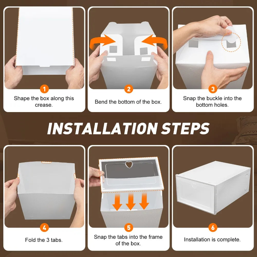 20 Pack Shoe Box Stackable Shoe Organiser Shoe Storage Container Space Saving Shoe Box with Lid for Shoes up to Size 45