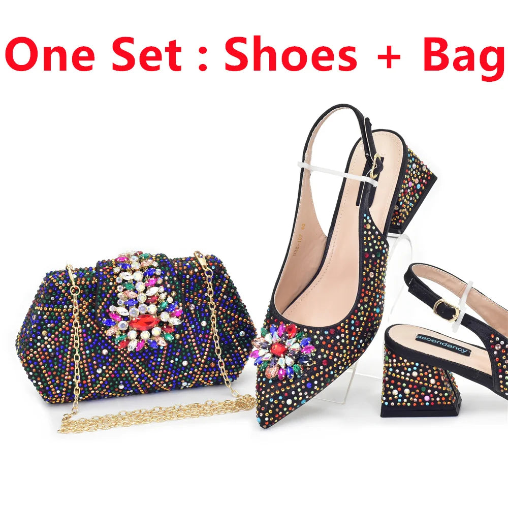 New Arrival Women Shoes and Bag Set African Ladies Pumps Match with Handbag Sandals Clutch Fashion Escarpins Femmes Sandales