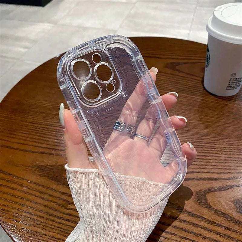 Transparent Soap Soft Case For iPhone 16 15 14 13 12 11 Pro Max XR XS MAX 7 8 PLUS MINI Camera ProtectionAirbag Shockproof Cover