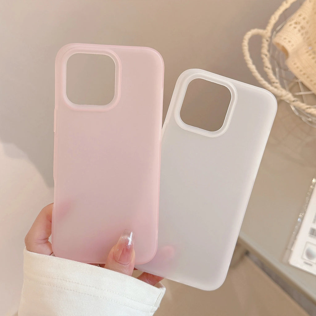 Simple Transparent Pink Transparent White Solid Color Soft Matte Protective Phone Case for iPhone 11 12 13 14 15 16 17 Pro Max