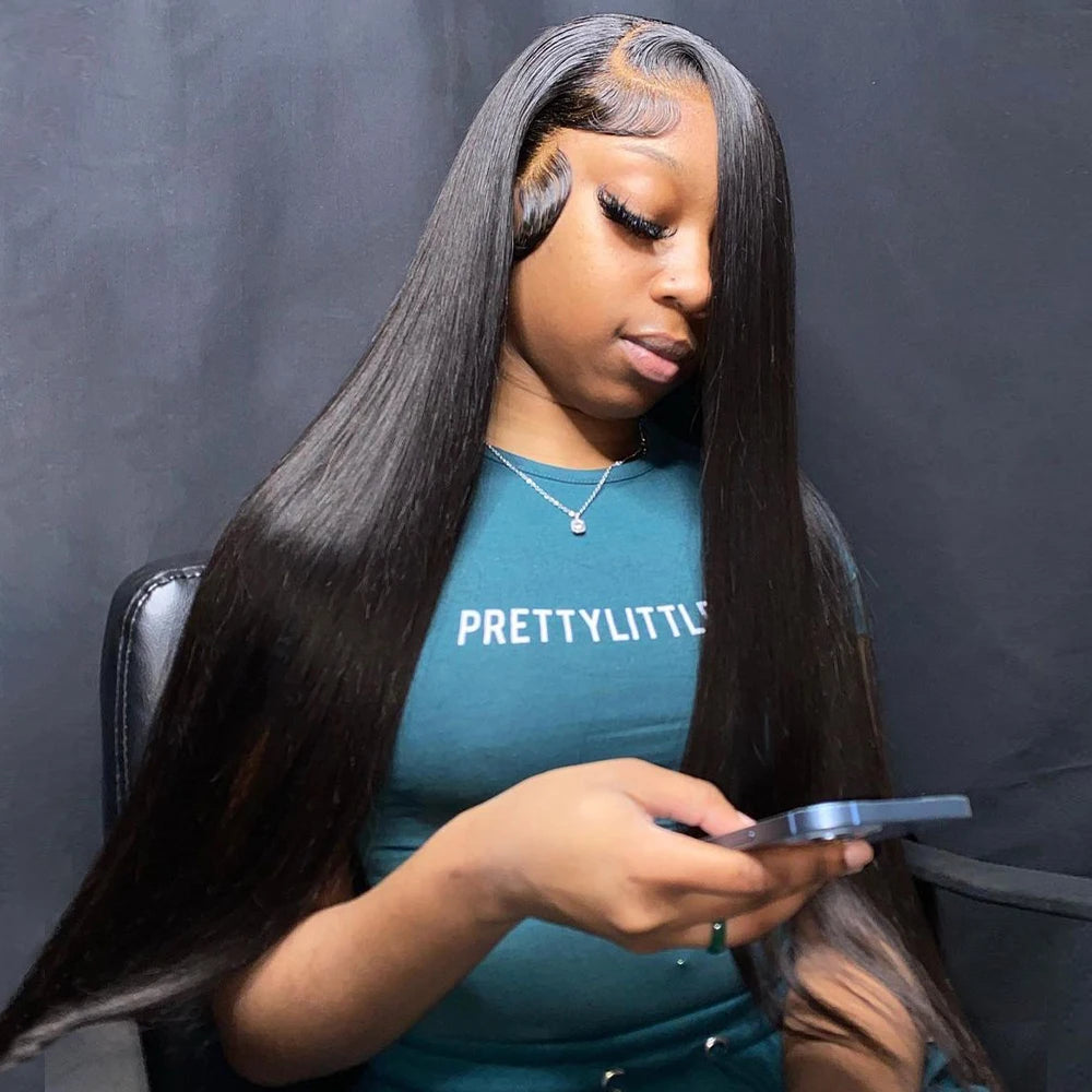 200 Density 13x4 13x6 Transparent Bone Straight 30 40 Inches Lace Front Human Hair Wigs Brazilian Frontal Wigs For Women