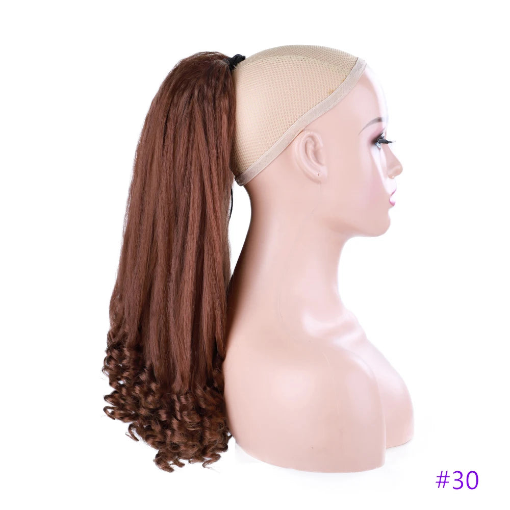 Synthetic Long Curly End Ponytail Extension Synthetic Draw-string Ponytail Clip-In Hair Extension For Women Natural Looking