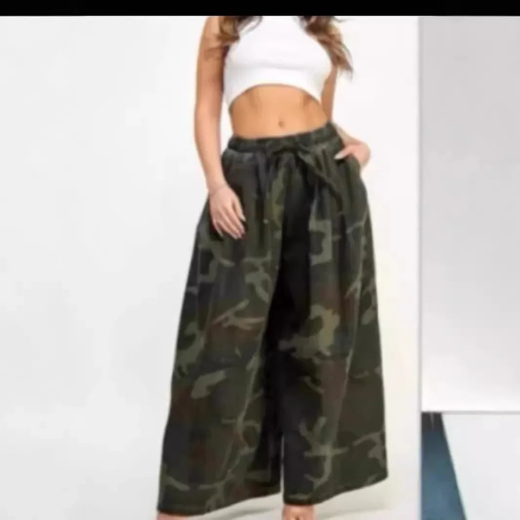 Fashionable Casual Camouflage Wide Leg Pants Women's Autumn Winter New Arrival Comfortable Loose Trousers Female Clothing