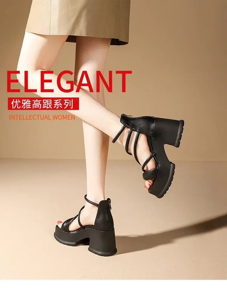 Women Platform High Heels Wedges Buckle Slope Sandals Women Shoes Summer New Fashion Thin Band Thick Sole Pumps Zapatos De Mujer