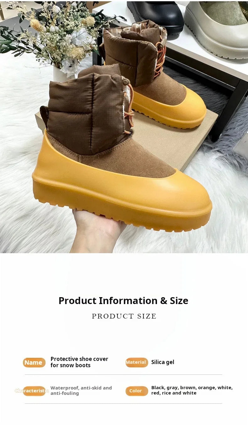 Snow boots shoes cover rain boots men's waterproof non-slip thickening wear-resistant outer wear rain woman shoes cover 35-44