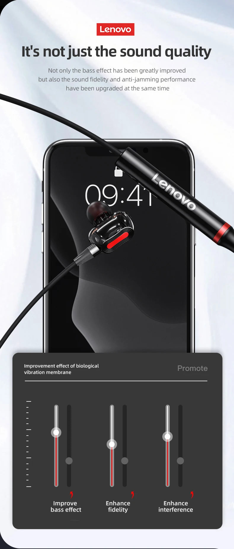 Lenovo Original HE05 Pro TWS Wireless Earphone Bluetooth 5.0 Waterproof Microphone Sports Noise Reduction Neckband Headphones