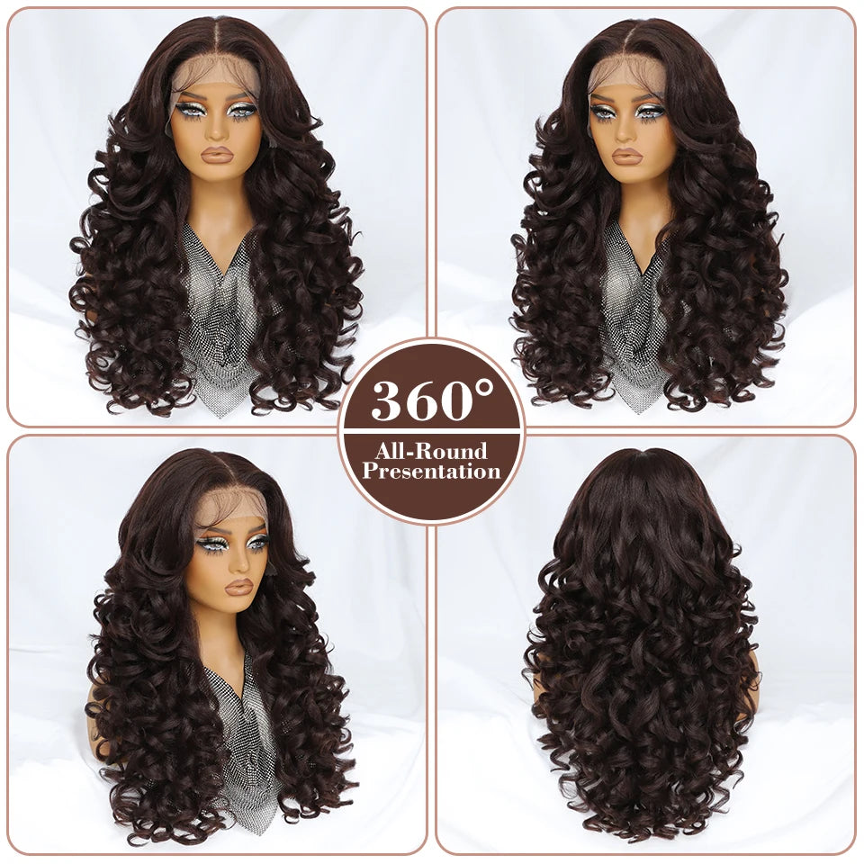 Latisha Lace Frontal Wig Synthetic 13x6 Curly Pre-Plucked Lace Frontal Wig With Baby Hair For Female 24" Lace Frontal Women Wigs