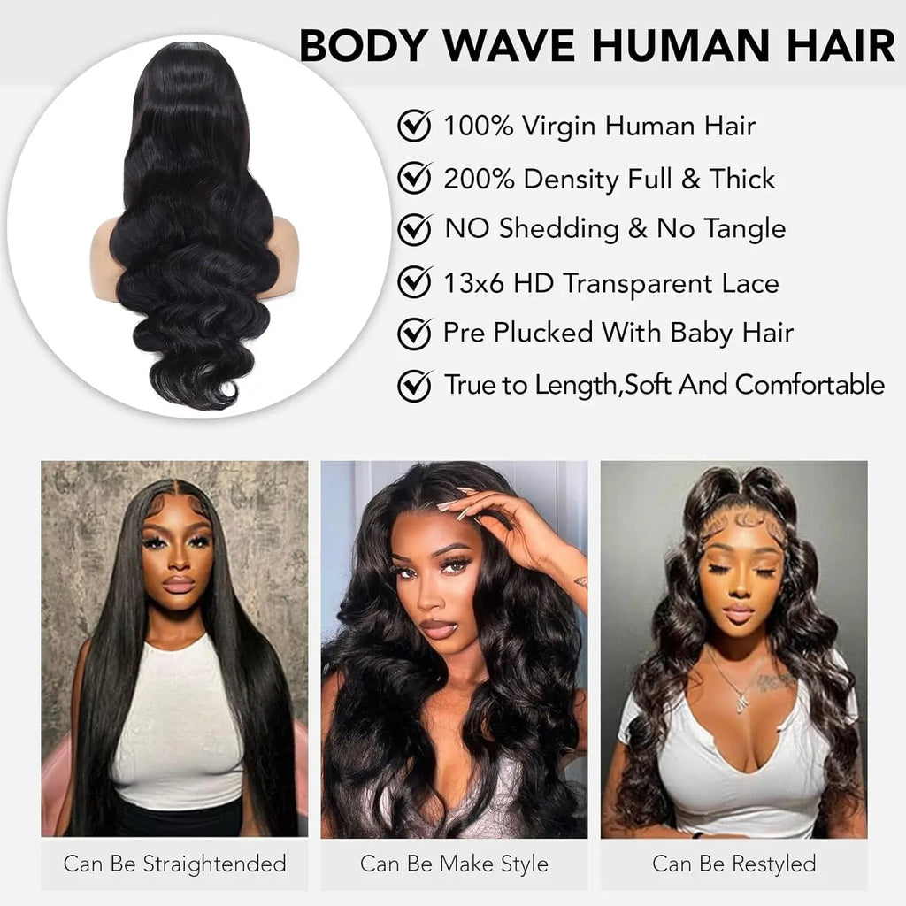 250% Body Wave 13x6 Hd Transparent Lace Front Wigs Human Hair Wig Brazilian 40 Inch Water Wave 13x4 Lace Frontal Wig For Women