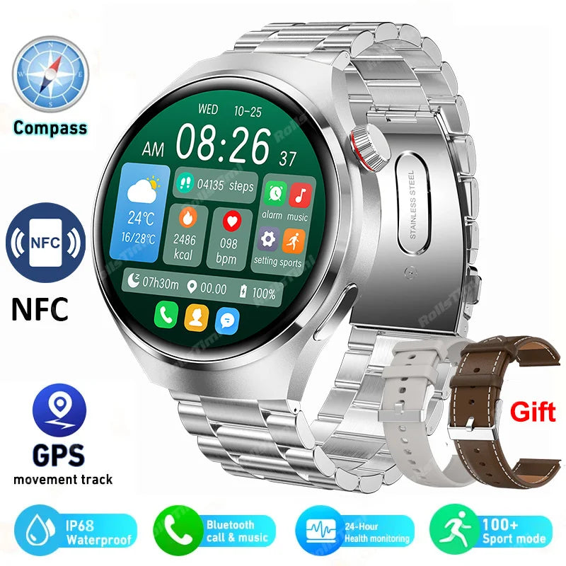 2025 New Smart Watch Heart rate Health Monitor Bluetooth Call NFC GPS Tracker IP68 Waterproof SmartWatch Men Women For HUAWEI