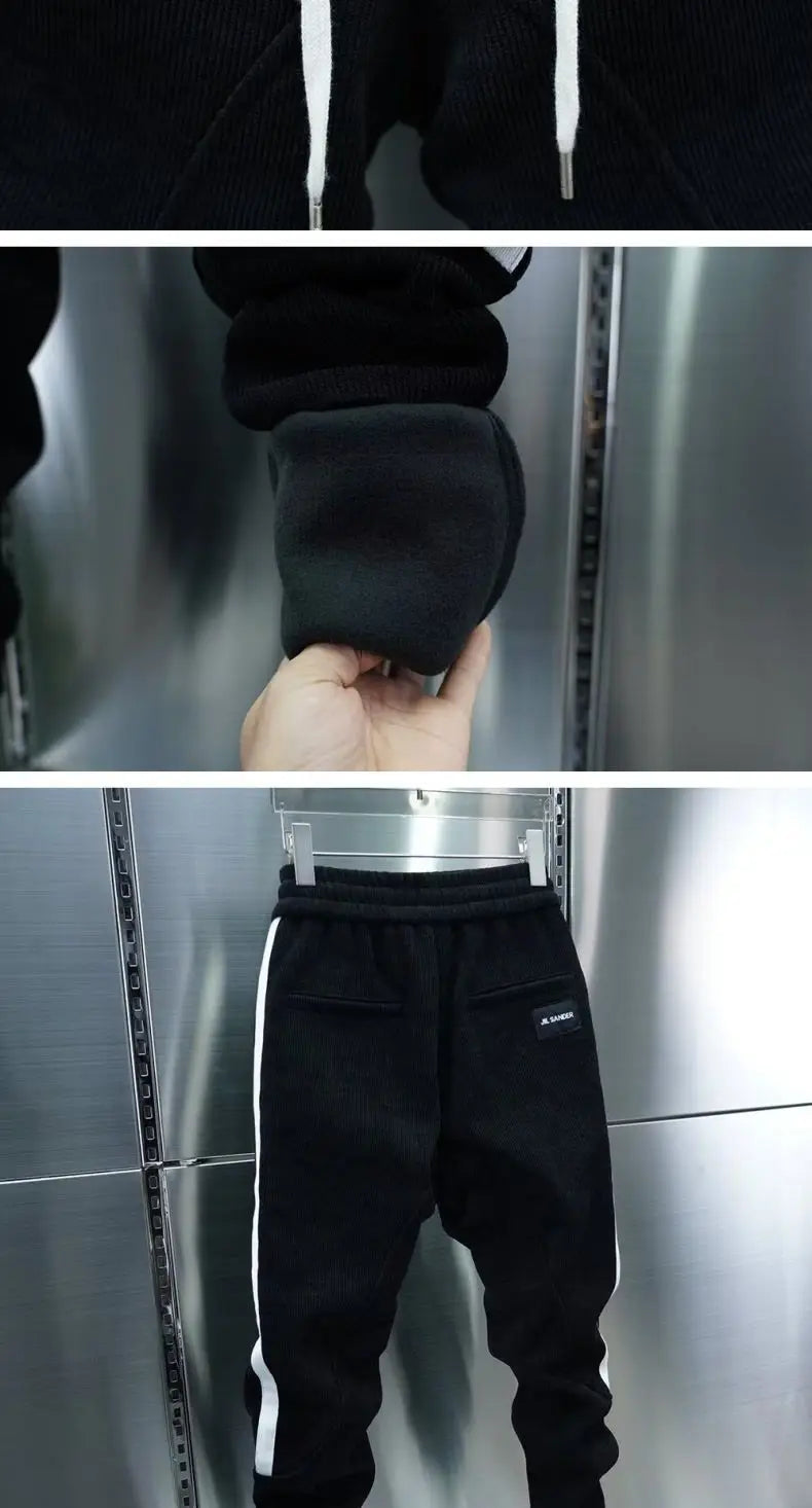Fashion 2024 Autumn Winter New Black Jogger Men's Corduroy Pants Korean Elastic Waist Casual Pants Jogging Striped Harem Pants