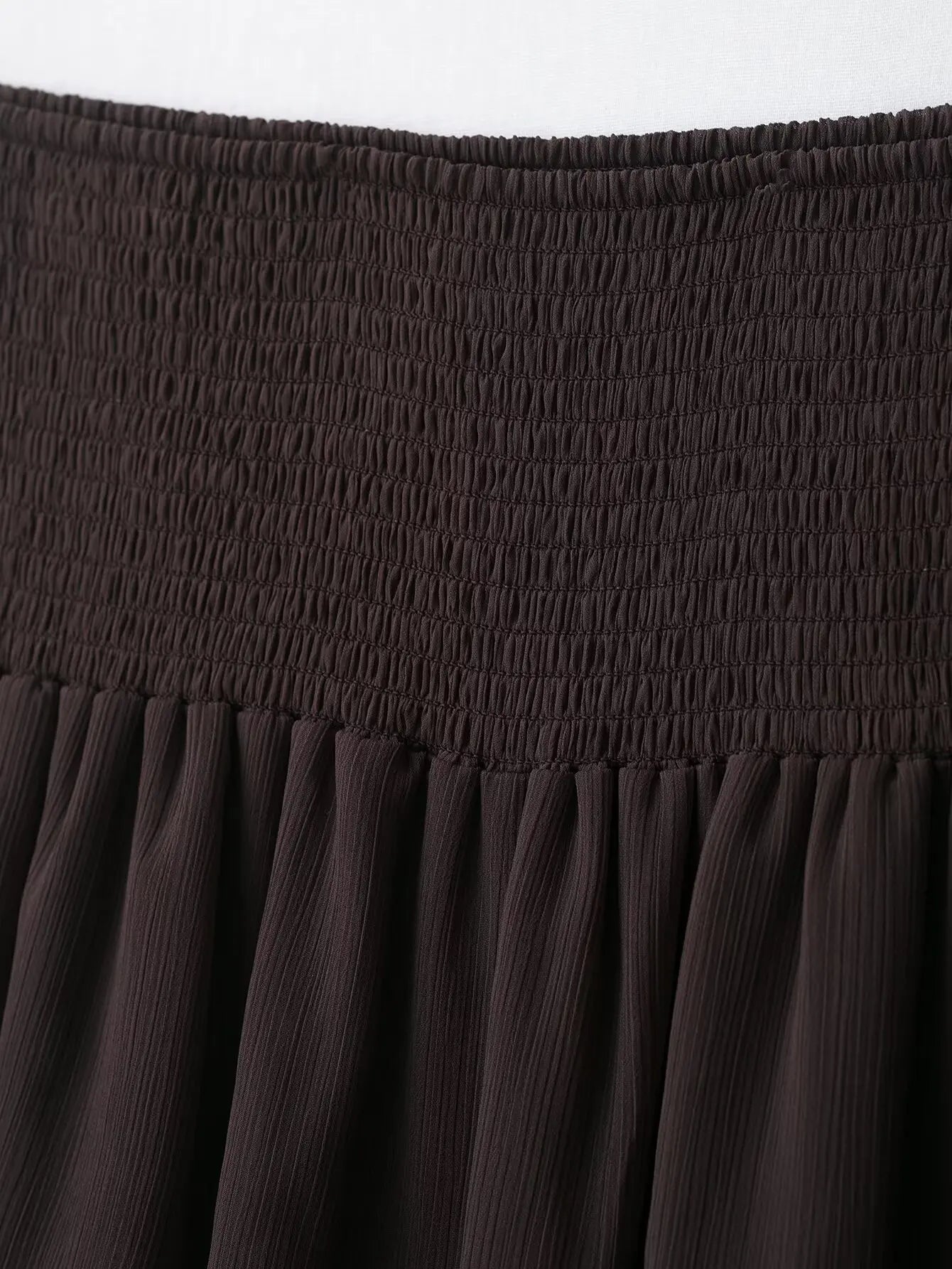 New High Street Women Brown Ruffled Pleated Midi Skirt High Elastic Waist Female Chic Lady Long Skirts