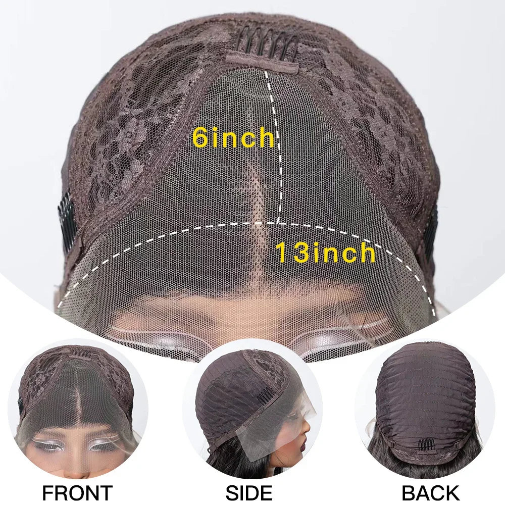 HD 13x6 Lace Frontal Wigs Ombre Brown Synthetic  Hair Long Straight Wigs Daily Use Party Wig for White Women Heat Resistant