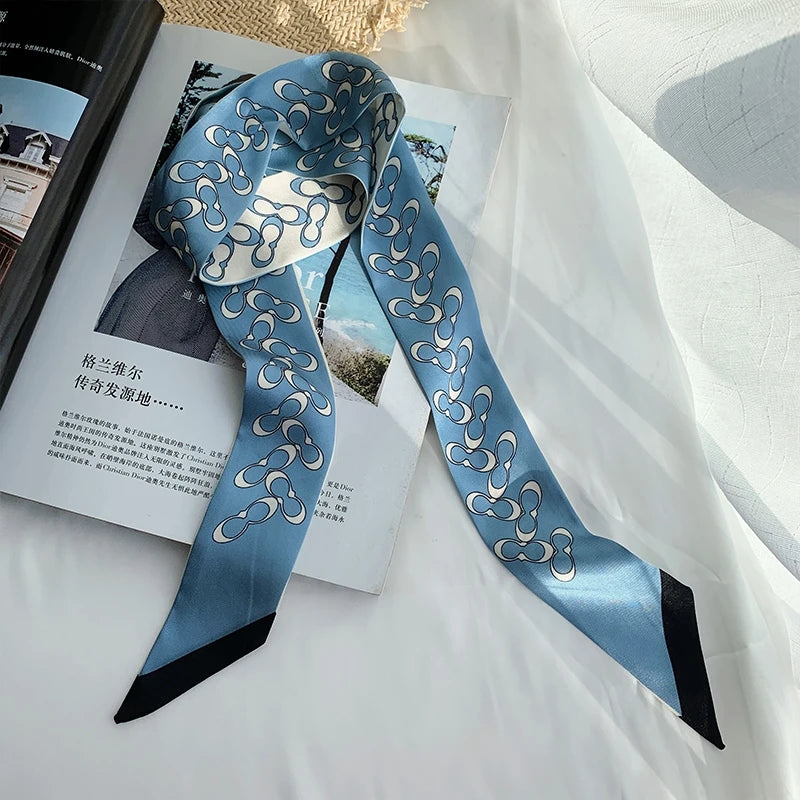 Korean Version of The Autumn Plain Color New Women's Ribbon Hair Ribbon Streamer Tied bag Long belt silk scarf Small Scarf Scarf