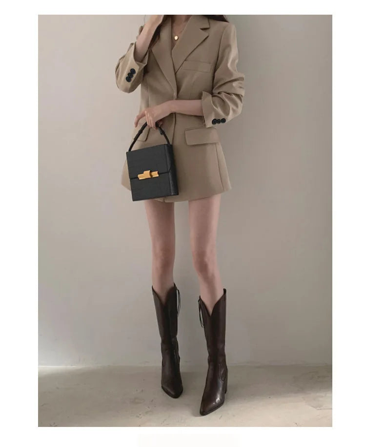 Autumn Winter Slim Women's Blazers Chic Casual Office Lady Suit Solid Fashion Coat Luxury Female Blazer Mujer Korean Style