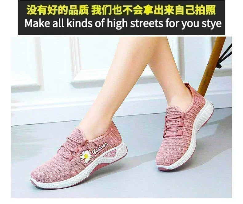 Fashionable Women's Sports Shoes, Thick Breathable Soft Sole Mesh, Lightweight Sneakers Casual Shoes, Comfort, Breathable