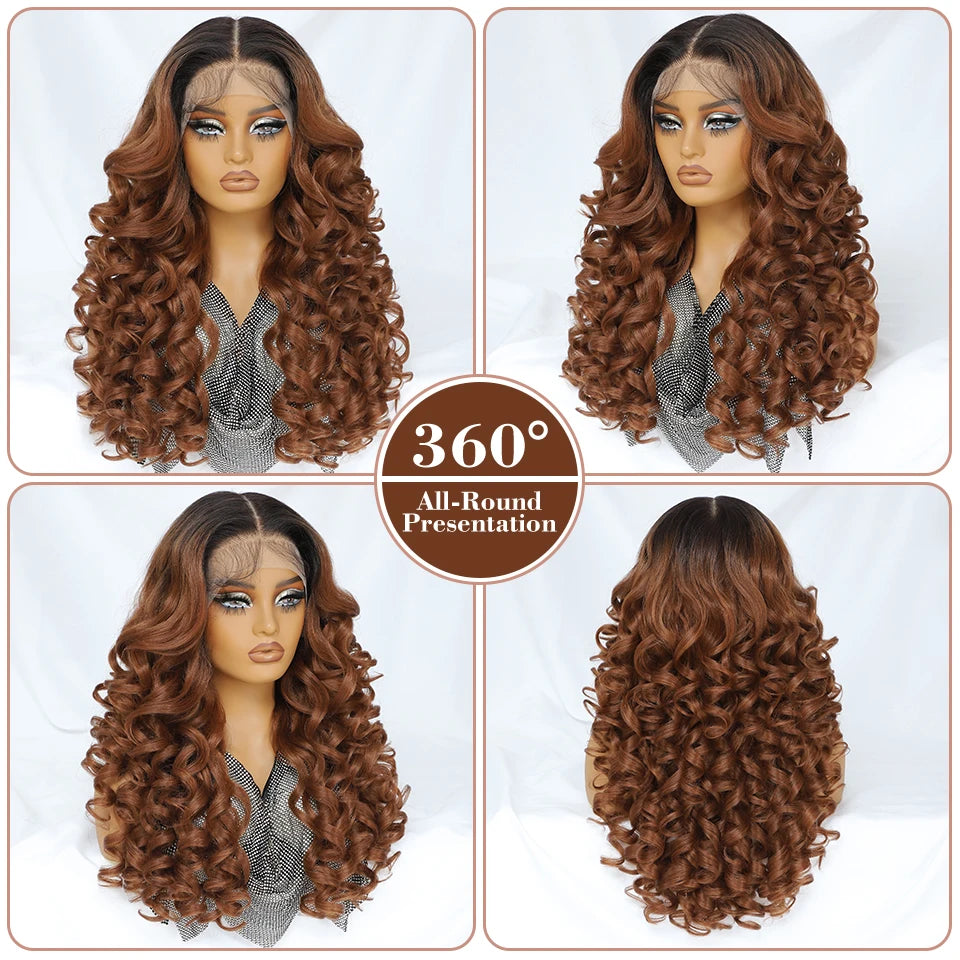 Latisha Lace Frontal Wig Synthetic 13x6 Curly Pre-Plucked Lace Frontal Wig With Baby Hair For Female 24" Lace Frontal Women Wigs