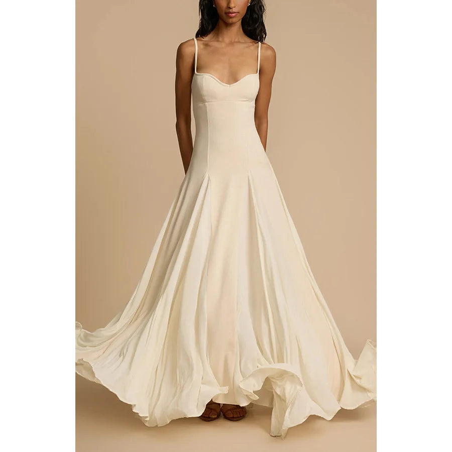 Women's White Party Dress Fashion Lace V-neck Spaghetti Strap Backless Maxi Dresses For Women Robe Sexy Boho Female Vestidos