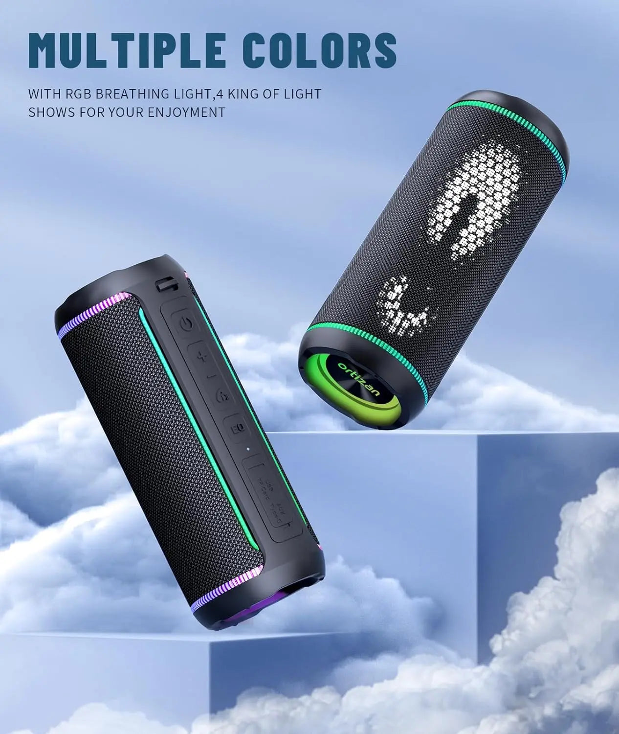 Ortizan Bluetooth Speaker X30, V5.3 Wireless IPX7 Waterproof Shower Speaker,40W HiFi Stereo Sound,TWS Pairing,30H Music Playtime