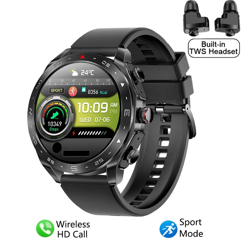 2024 New Smart Watch TWS 2-in-1 Bluetooth Earphones AI Voice SIRI Wake Up Motion Trajectory Tracker Men's and Women's Smartwatch