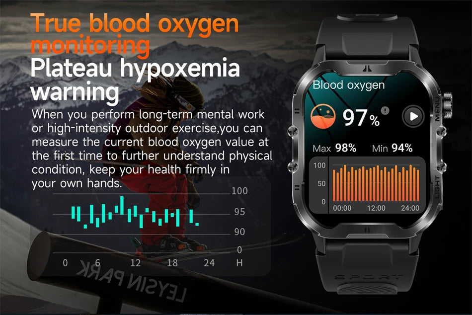 2024 New For Xiaomi Military Smart Watch Men Outdoor Sports Flashlight Fitness Watches Health Monitor 1.96" BT Call Smartwatch