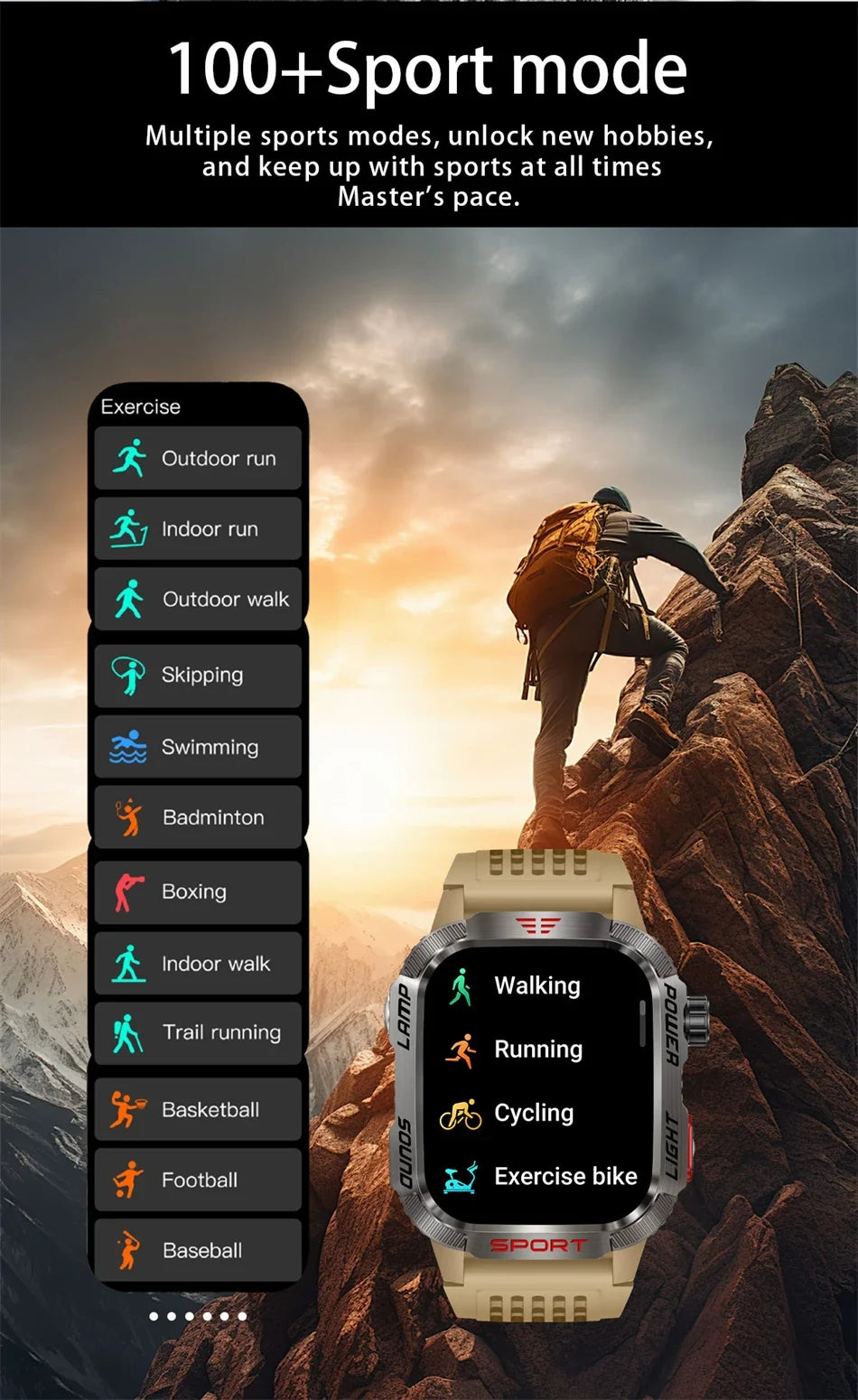 2025 New  Xiaomi  Military GPS Smart Watch Men Flashlight Compass Waterproof Outdoor Sport Tracker Bluetooth Call Smartwatch