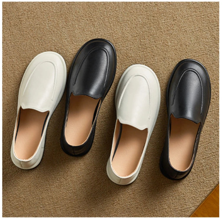 CICIYANG Loafers Women 2025 New Spring Round Toe One Foot Slip-on Shoes Women Genuine Leather Soft Flats Shoes Women