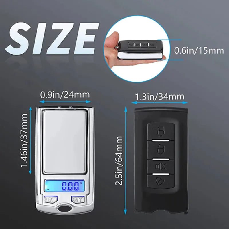 1Pcs 200g/100g 0.01g Precision Portable Car Key Shape Mini Digital Pocket Electronic Gram Scale with LCD Display