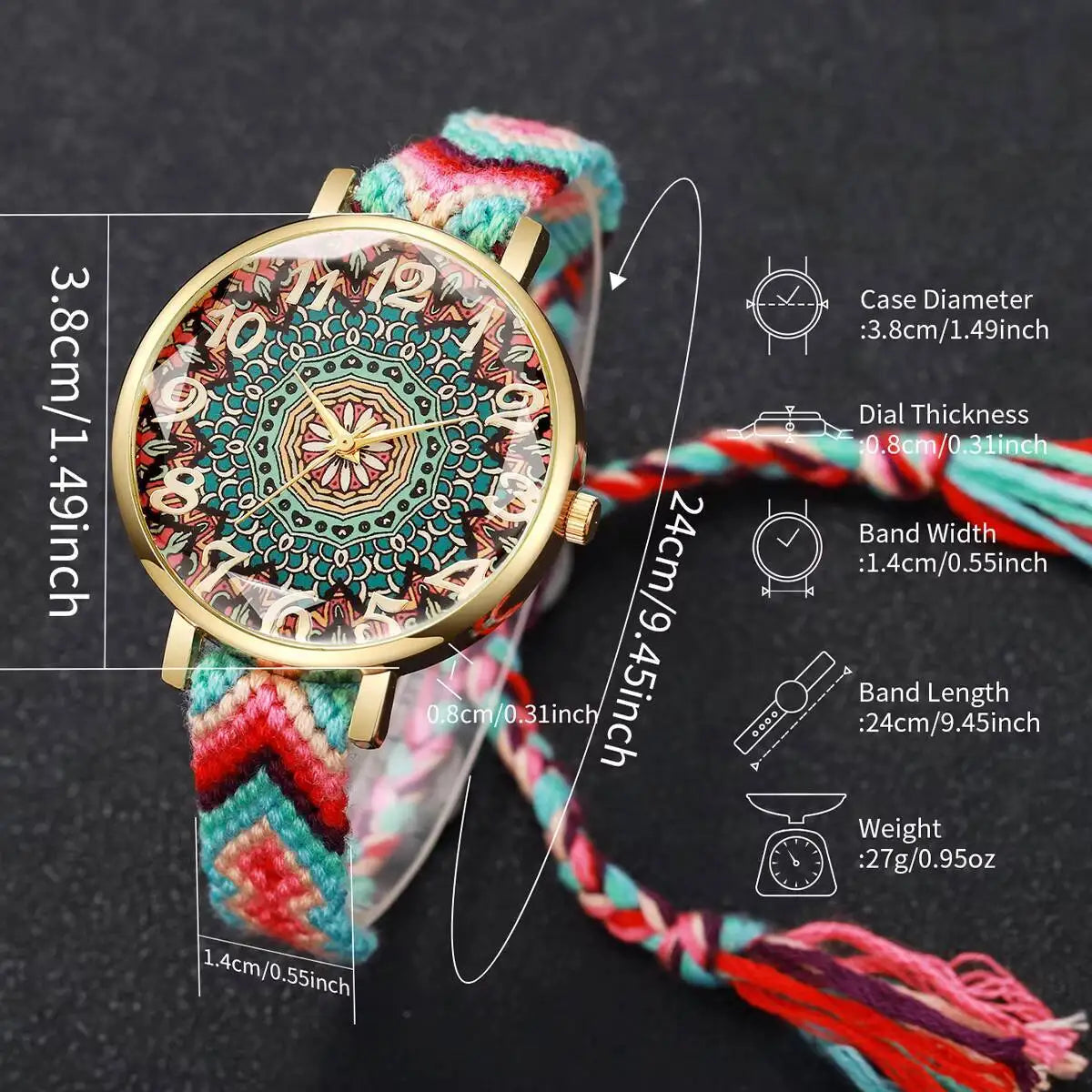 1/6/7PCS Fashion Women Watches Vintage Woven Strap Ladies Quartz Wristwatches Reloj Mujer（Without Box）