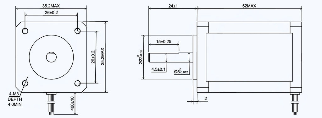 High Torque Nema 14 Stepper Motor 40Ncm(56.7oz.in) 1.5A 35x35x52mm Nema14 Stepper 4-lead for CNC DIY 3D Printer