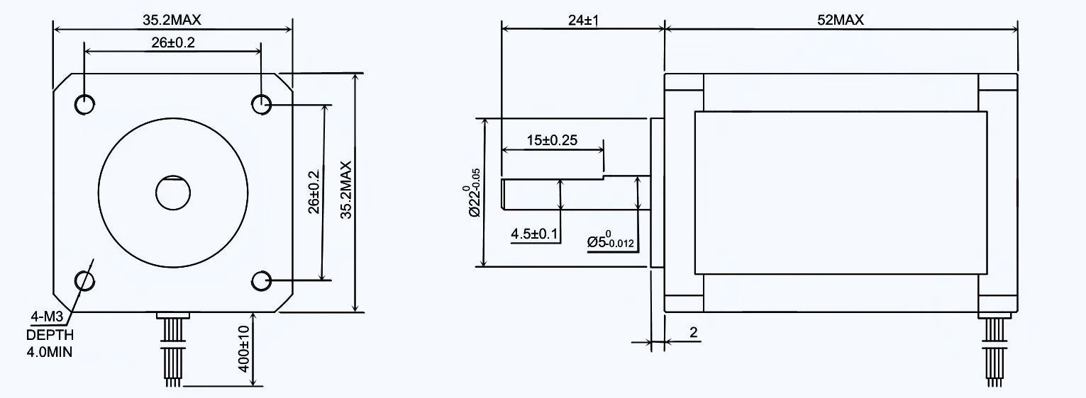 High Torque Nema 14 Stepper Motor 40Ncm(56.7oz.in) 1.5A 35x35x52mm Nema14 Stepper 4-lead for CNC DIY 3D Printer