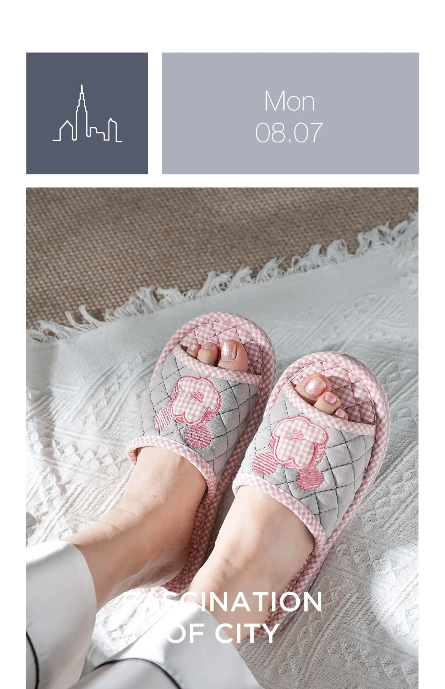 New Pure Cotton Thiened Tee-Layer Simple ex Soft Bot Noise Reduction Indoor Home Floor Slippers Couple Home oes