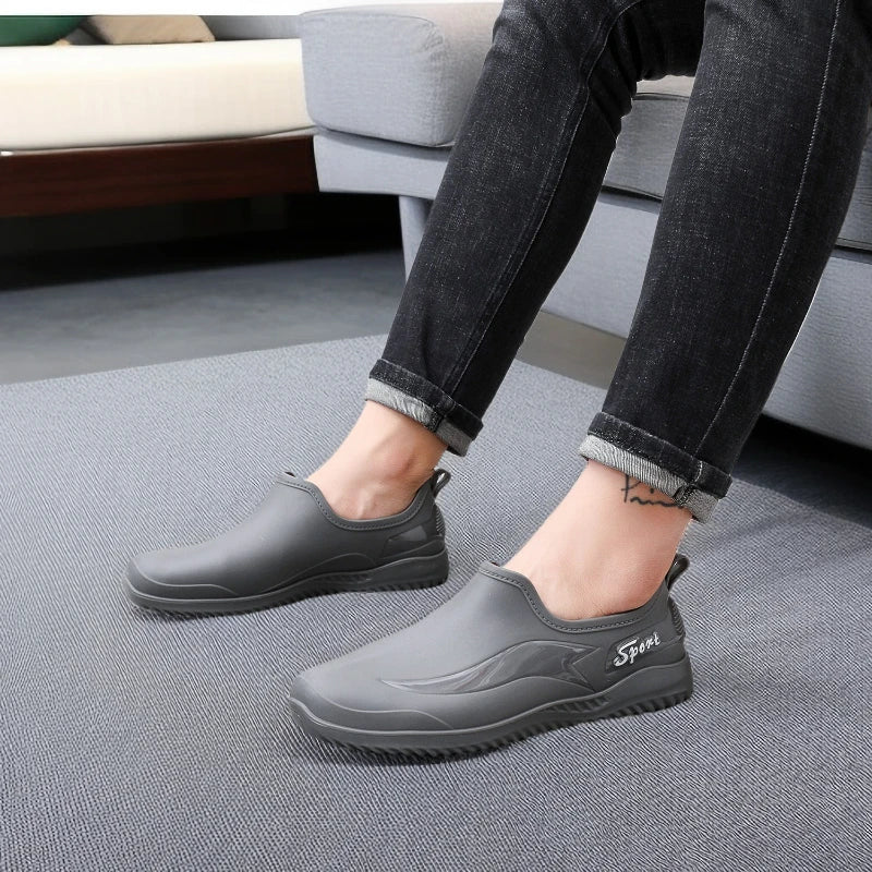 Low-top Rain Boots Women's Kitchen Water Boots Waterproof Exterior Wear Casual Flat Work Non-slip Lightweight Men's Rain Boots