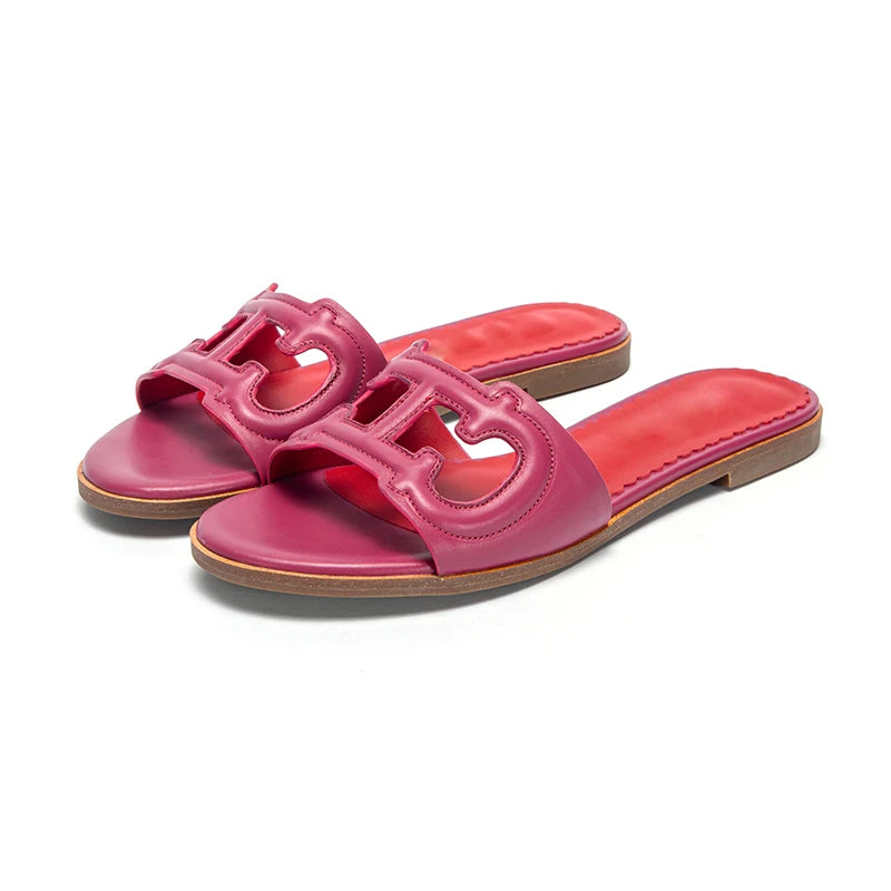 NEW Slippers Women's Shoes Leather Casual Shoes Flat Luxury Brand Shoes Essence Model