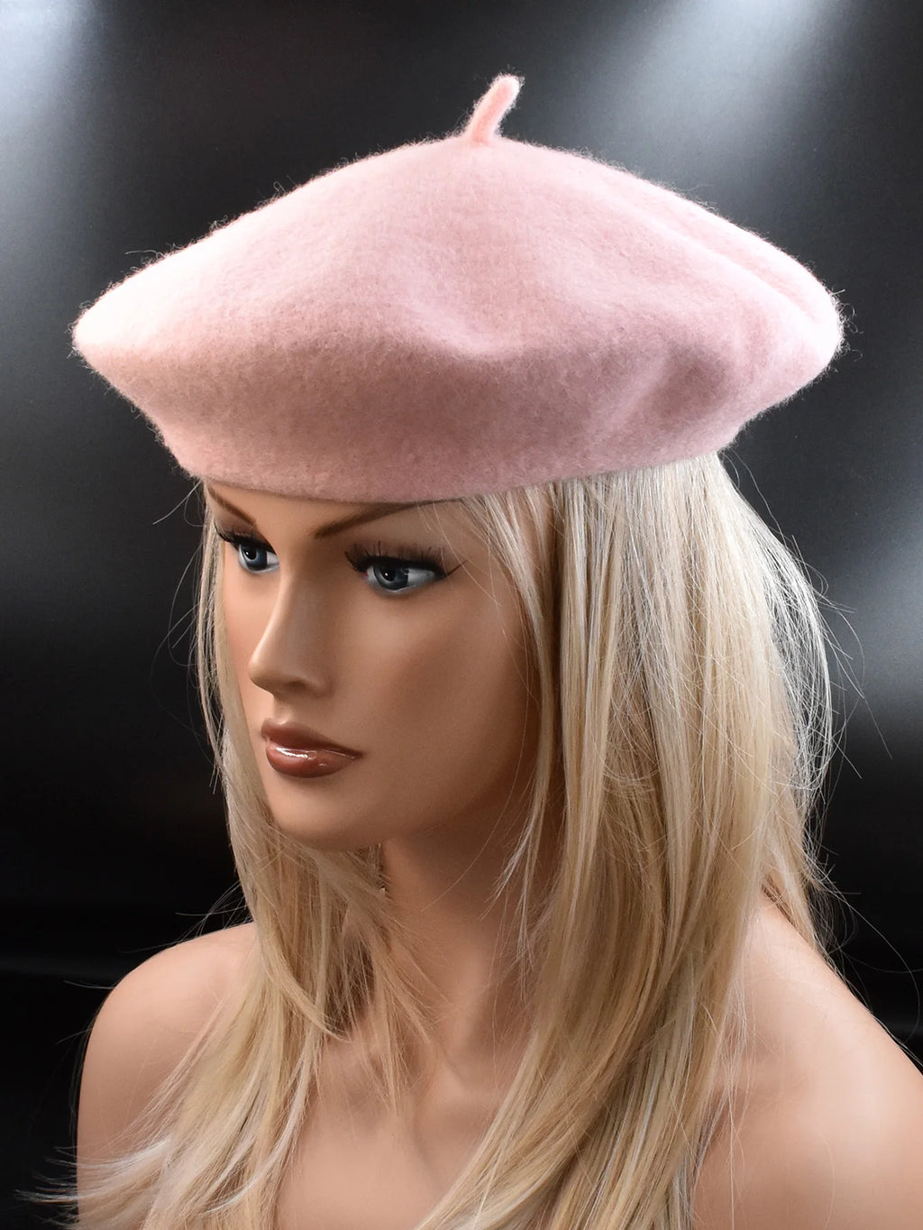 New Women black pink Berets Hat Fashion Solid Color Wool Knitted With Ladies Beanie Beret Hat Warm Autumn and winter Cap
