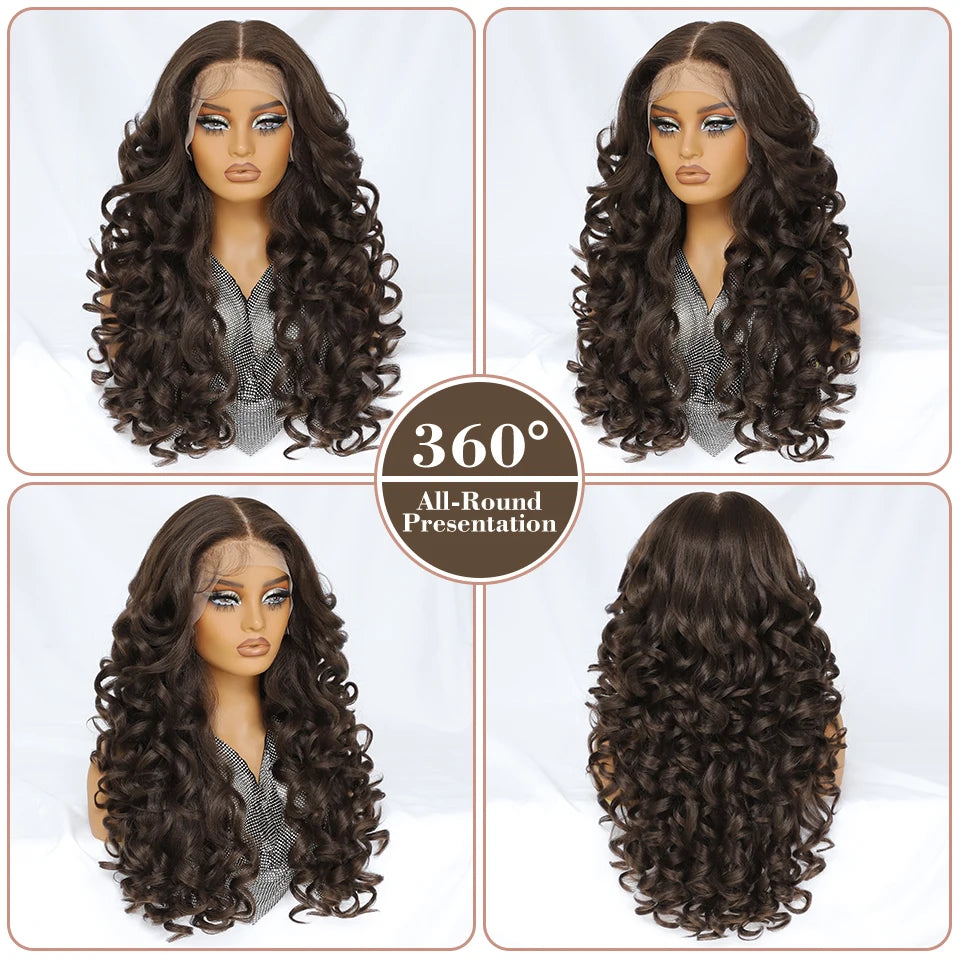Latisha Lace Frontal Wig Synthetic 13x6 Curly Pre-Plucked Lace Frontal Wig With Baby Hair For Female 24" Lace Frontal Women Wigs