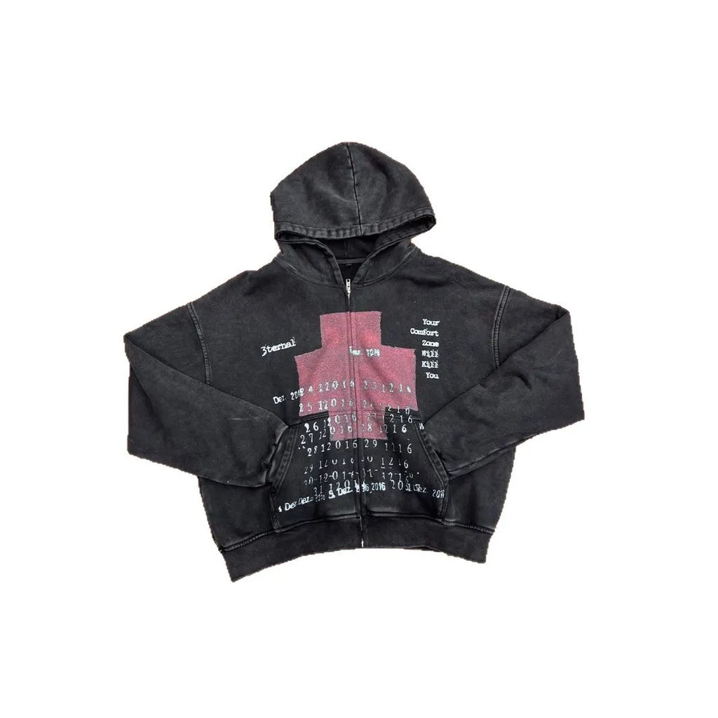 American retro hoodie 2025 new personalized printed sweatshirt long-sleeved pullover hoodie jacket street trend hot sale