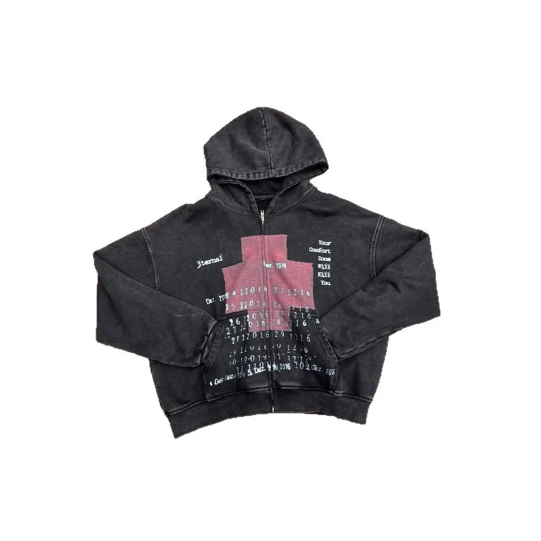 American retro hoodie 2025 new personalized printed sweatshirt long-sleeved pullover hoodie jacket street trend hot sale