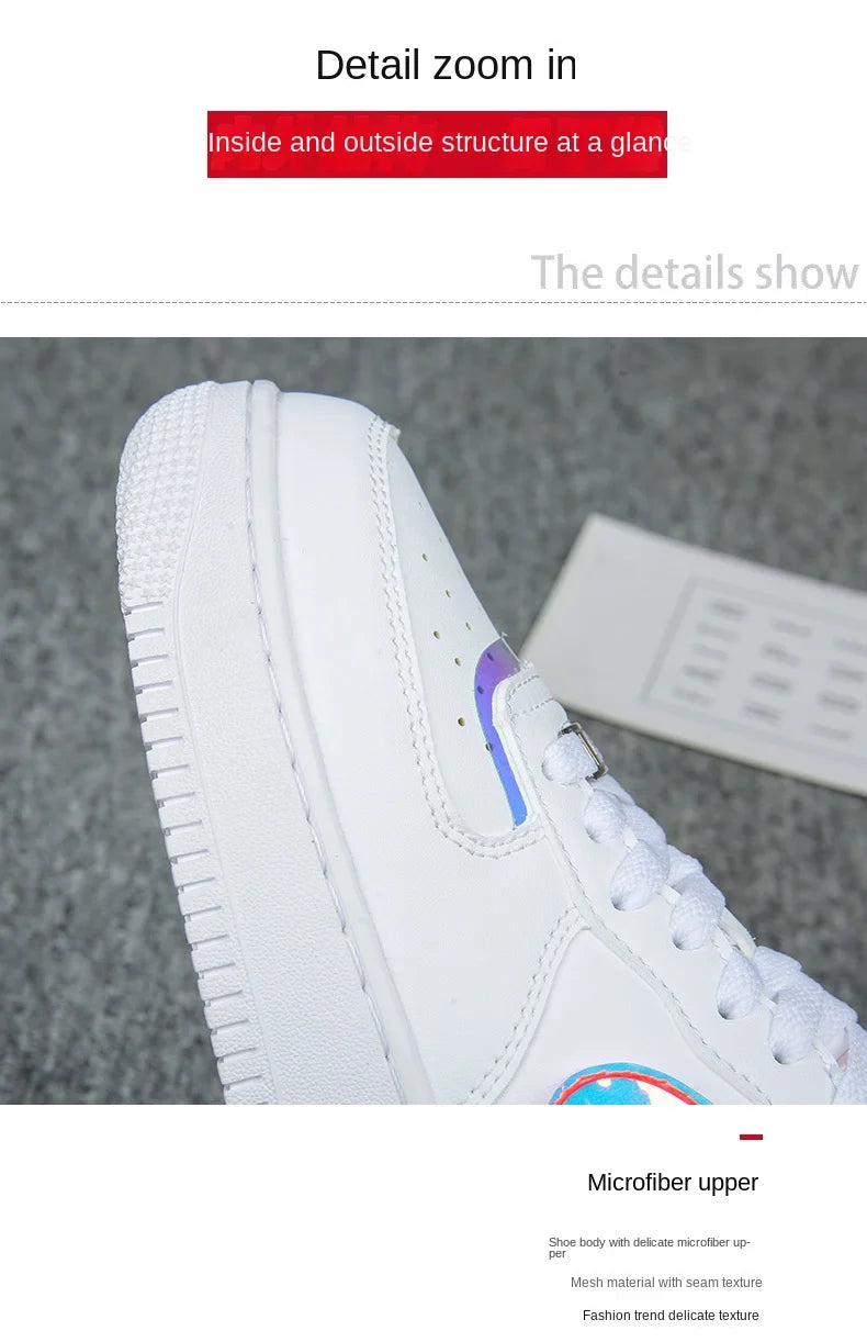 Aj1 Men's Air Force One Men's Shoes Video Game Pixel White Laser Joint Low-Top Sneakers Casual White Shoes