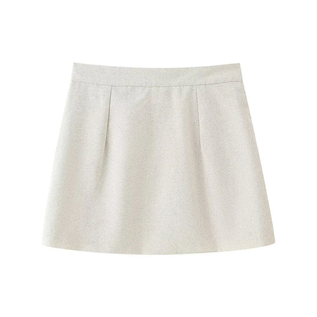 2025 New Set Women's Asymmetric Buckle Vest Short Skirt Set Round Neck Sleeveless Top A-line Skirt Summer New Casual Chic Set