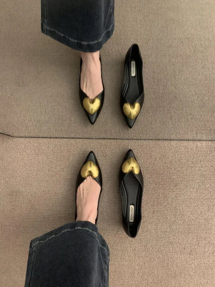 Elegant Black Flat Bottomed Single Shoes For Women New Spring Autumn/Winter French Style Soft Bottomed Comfortable Commuting Sho