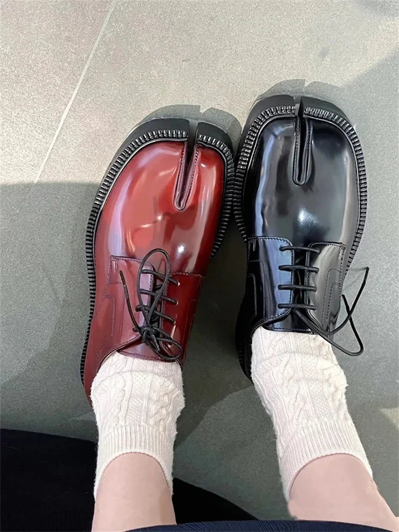 Classic Split Toe Loafers Women Brand Design Fashion Tabi Ninja Lace-up Casual Shoes Chunky Platform Flats Shoes Mujer 2025