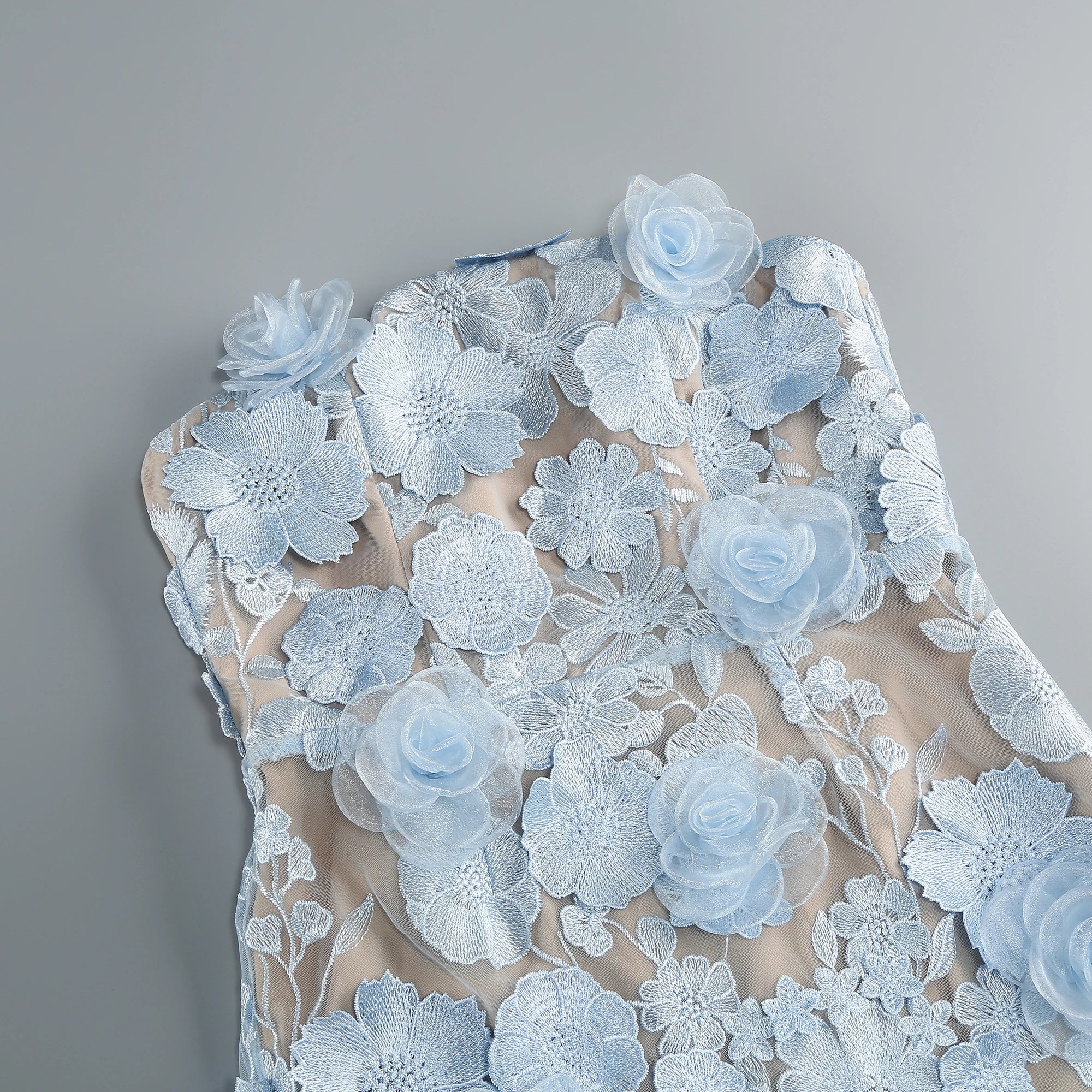 New sexy embroidered flower strapless dress, women's back tie adjustable party dress