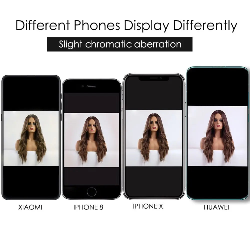 HD 13x6 Lace Frontal Wigs Ombre Brown Synthetic  Hair Long Straight Wigs Daily Use Party Wig for White Women Heat Resistant